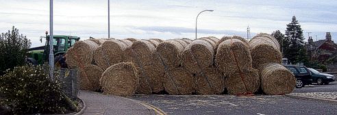 [Hay on the road]