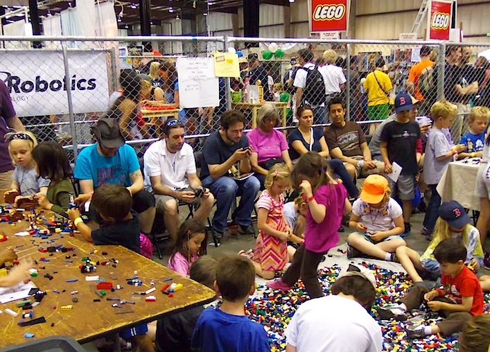 [Children playing with Lego.]