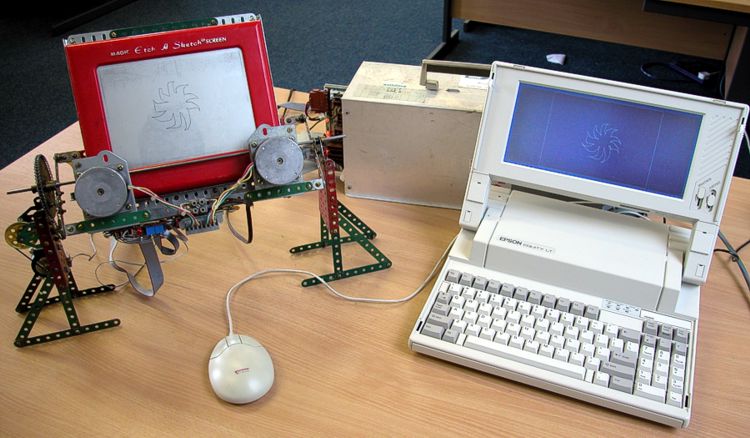 [Photo of the computerized Etch A Sketch]