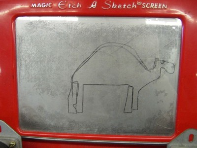 [Drawing of a camel on the Etch A Sketch]
