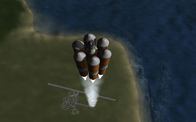 [KSP: Rocket launching from pad]