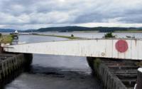 [Railway swing bridge at end of canal]