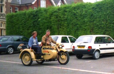 [Soviet motorcycle and sidecar]