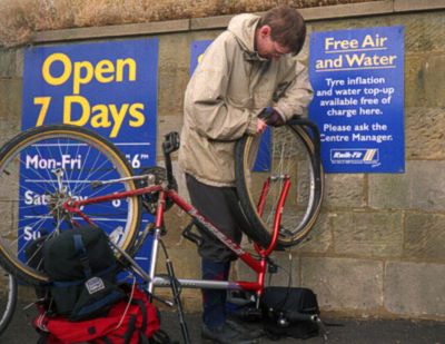 [Repairing flat bicycle tire]